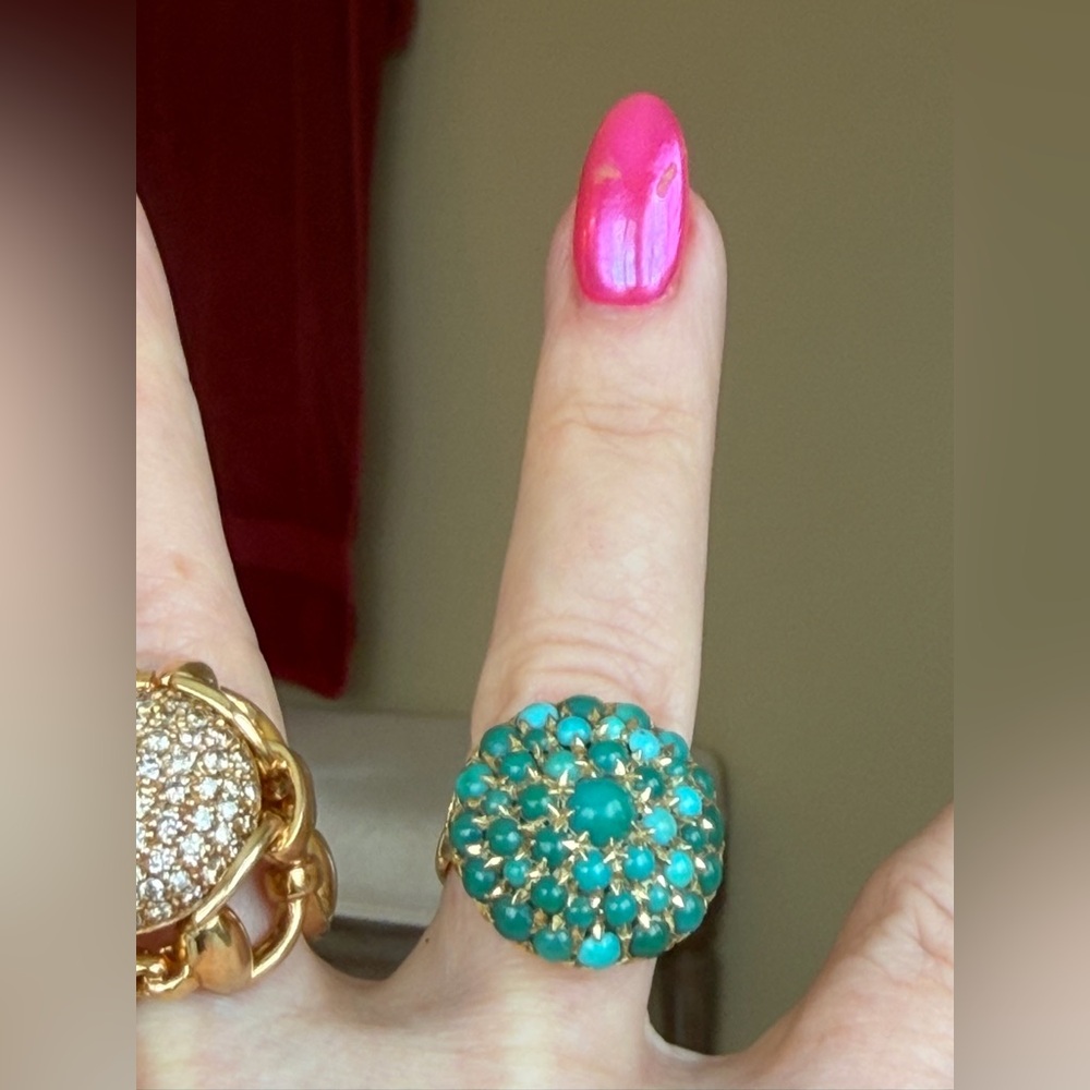 18 karat gold and turquoise ring - Picture 4 of 6